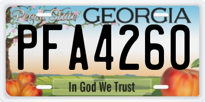 GA license plate PFA4260