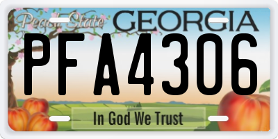 GA license plate PFA4306