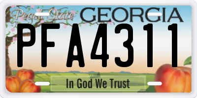 GA license plate PFA4311