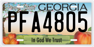 GA license plate PFA4805