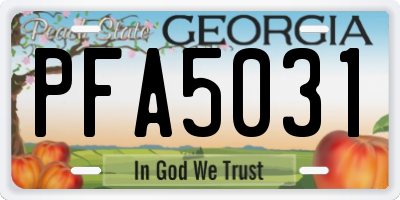 GA license plate PFA5031