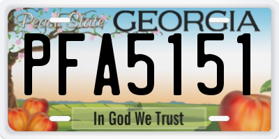 GA license plate PFA5151