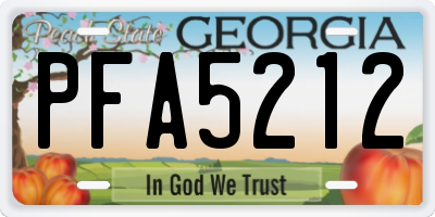 GA license plate PFA5212