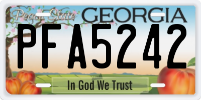 GA license plate PFA5242