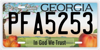 GA license plate PFA5253