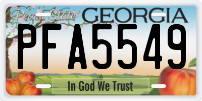 GA license plate PFA5549