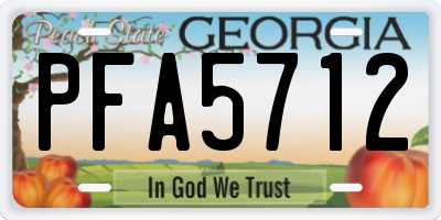 GA license plate PFA5712