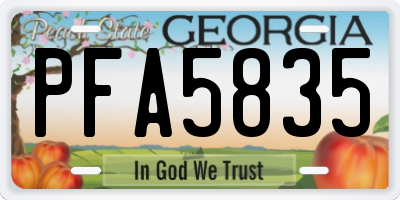GA license plate PFA5835