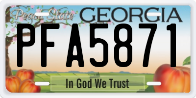 GA license plate PFA5871