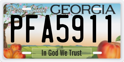 GA license plate PFA5911
