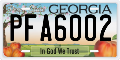 GA license plate PFA6002