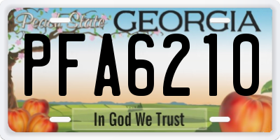 GA license plate PFA6210