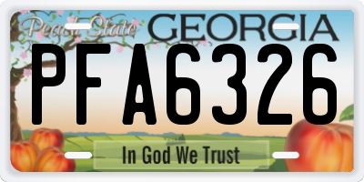 GA license plate PFA6326