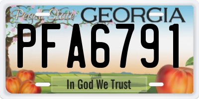 GA license plate PFA6791