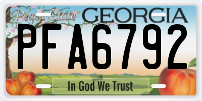 GA license plate PFA6792