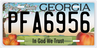 GA license plate PFA6956