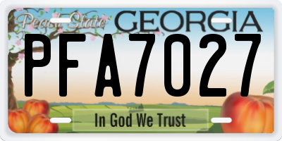 GA license plate PFA7027
