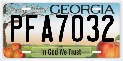 GA license plate PFA7032