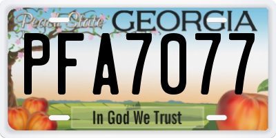 GA license plate PFA7077