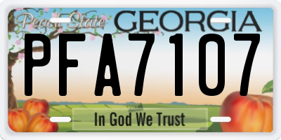 GA license plate PFA7107