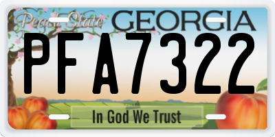 GA license plate PFA7322