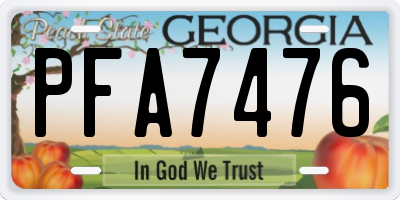 GA license plate PFA7476