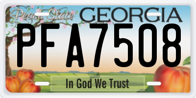 GA license plate PFA7508