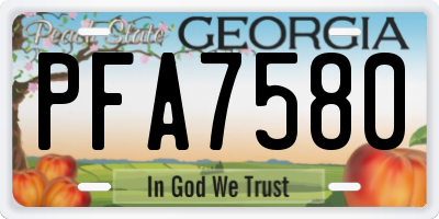 GA license plate PFA7580