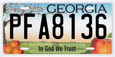 GA license plate PFA8136