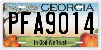 GA license plate PFA9014