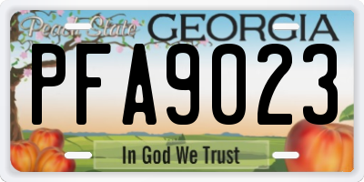 GA license plate PFA9023