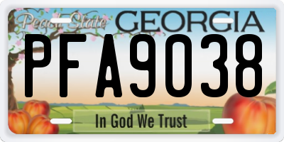 GA license plate PFA9038