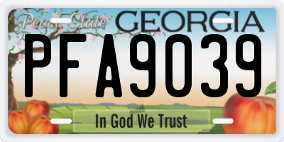 GA license plate PFA9039