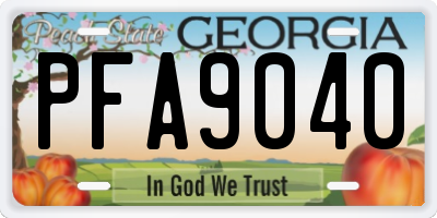 GA license plate PFA9040