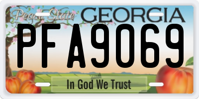 GA license plate PFA9069