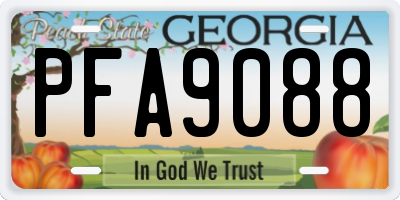 GA license plate PFA9088