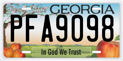 GA license plate PFA9098