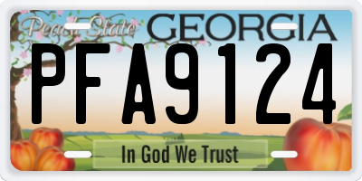 GA license plate PFA9124