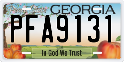 GA license plate PFA9131