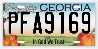 GA license plate PFA9169