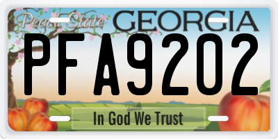 GA license plate PFA9202