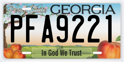 GA license plate PFA9221