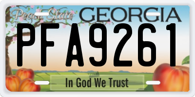 GA license plate PFA9261