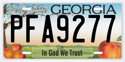 GA license plate PFA9277