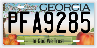 GA license plate PFA9285
