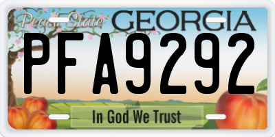 GA license plate PFA9292