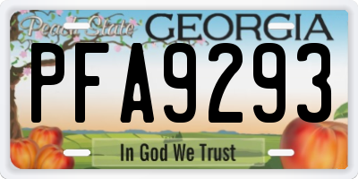 GA license plate PFA9293