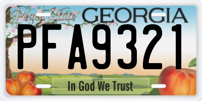 GA license plate PFA9321