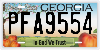 GA license plate PFA9554