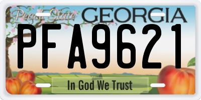 GA license plate PFA9621